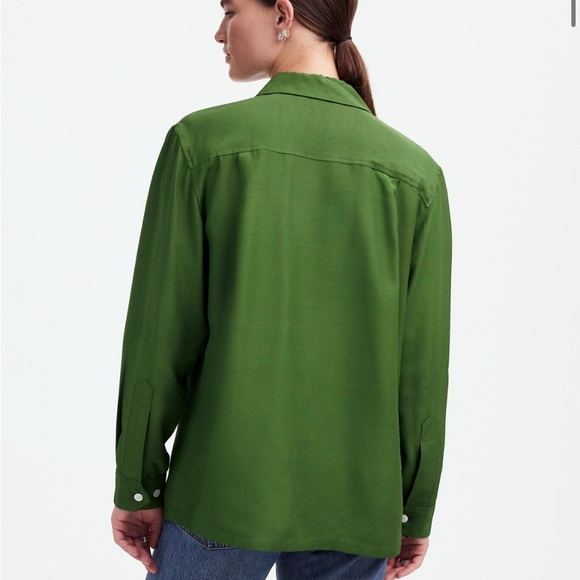 Madewell Alexa Chung for Madewell Pleat-Pocket Button-Up Shirt in Dark Pine M - Picture 4 of 12